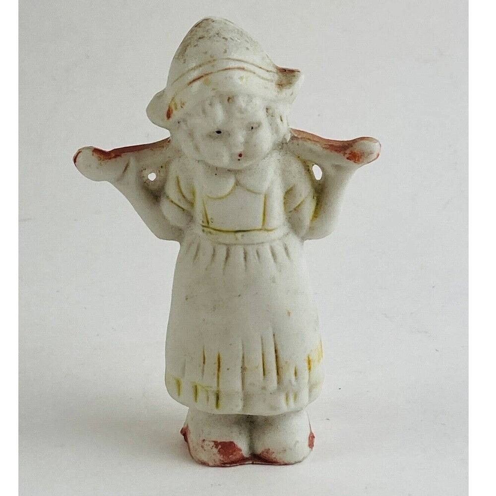 Japan Non Glazed Porcelain Figure Dutch Girl White